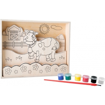 Image vache à colorier en bois