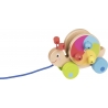 Escargot à tirer multicolore en bois - Goki - Jouet à tirer en bois