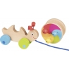Escargot à tirer multicolore en bois - Goki - Jouet à tirer en bois