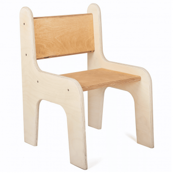 Chaise de maternelle en bois Bicolore naturel -foncé