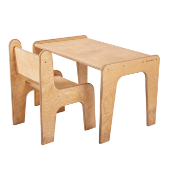 Table-bureau + chaise enfant - bois foncé