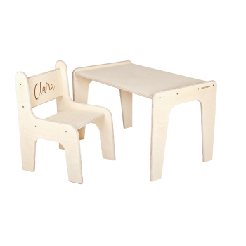 Table-bureau + chaise personnalisable enfant - bois naturel