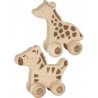 Girafe et zèbre en bois (lot de 2) - Animaux à pousser Safari, goki nature| Bambin Bois, jeux et jouets en bois