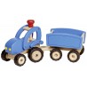 Tracteur en bois avec remorque - Bleu| Bambin Bois, jeux et jouets en bois