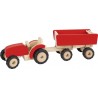 Tracteur en bois avec remorque - Rouge| Bambin Bois, jeux et jouets en bois