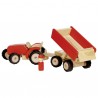 Tracteur en bois avec remorque - Rouge| Bambin Bois, jeux et jouets en bois