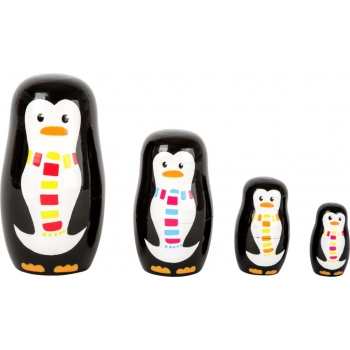 Poupées russes en bois -  Famille de pingouins
